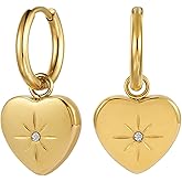 Ornaland Heart Pendant Necklac Earrings for Women 18K Gold Plated Star Shape Charms Necklace Earrings Personalized Zirconia Dainty Pendant Necklace Earring Jewelry Gift for Women (Gold)