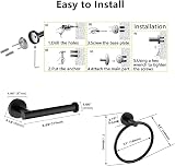 AMMIY Toilet Roll Holder Towel Ring Matte Black Stainless Steel 2 Pack view 4