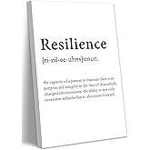 Inspirational Canvas Wall Art Motivational Quotes Poster Prints Resilience Definition Painting Black and White Inspirational Picture Positive Office Artwork Wall Decor for Living Room Bedroom 12x16in