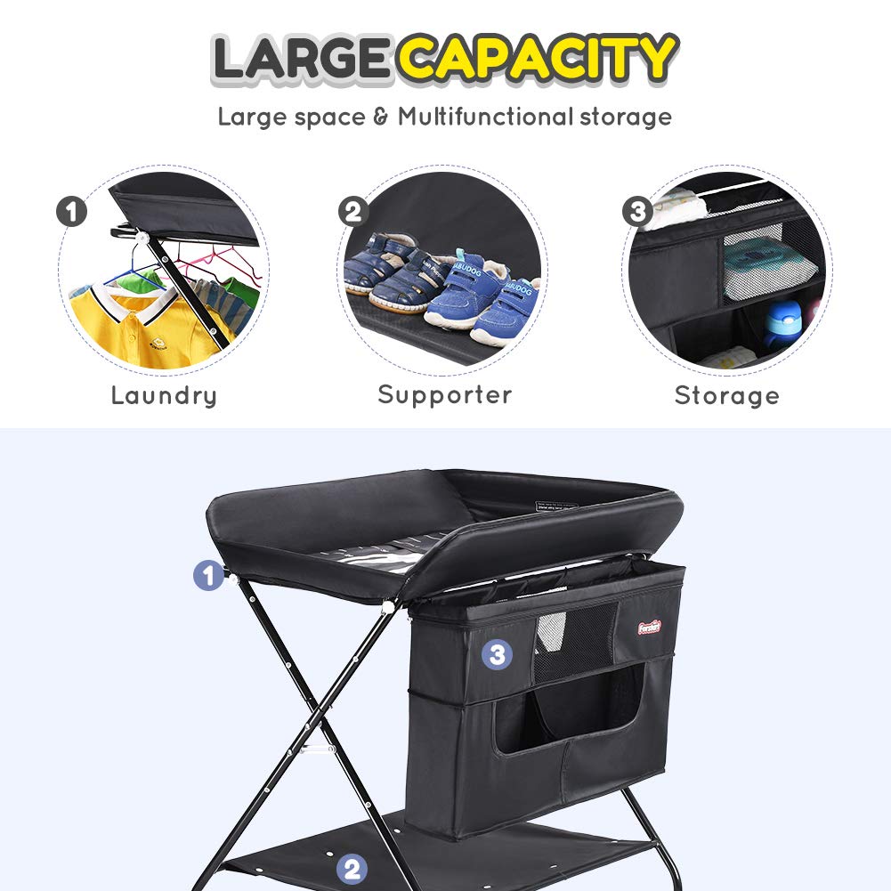 Diapering Baby Changing Table with Wheels FORSTART Adjustable Height
