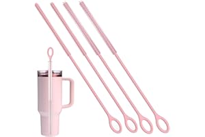 4PCS Silicone Straw Cleaner, Straw Cleaner Brush Extra Long for Cleaning Bottles Cups Tubes, Non-Slip Handle Soft and Bendabl