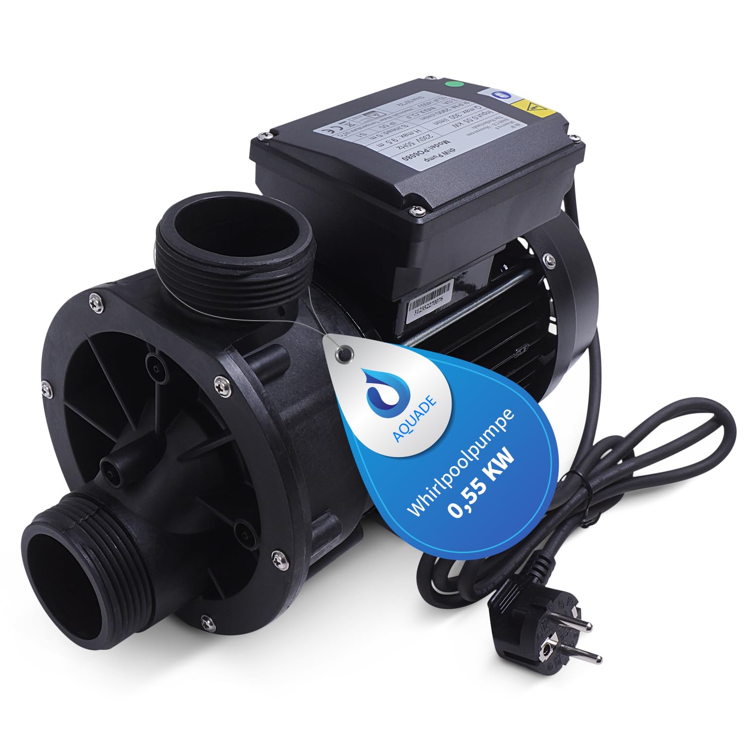 AQUADE Whirlpoolpumpe Zirkulationspumpe Umwälzpumpe Filterpumpe SPA-Pumpe Whirlpool-Pumpe Pneumatik mit TÜV und CE Zeichen 0.55 KW / 0.75 HP 2