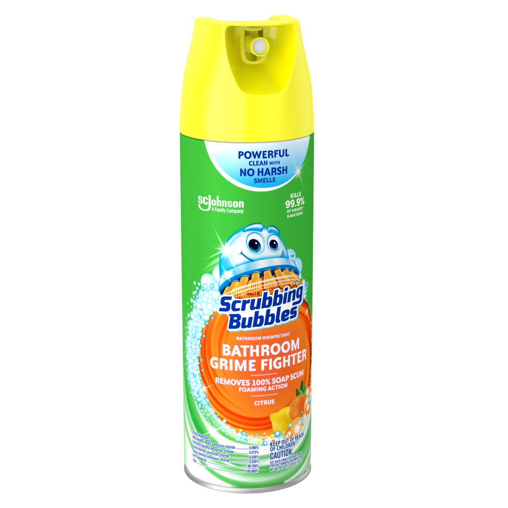 Scrubbing Bubbles Bathroom and Shower Cleaner Aerosol, Foaming Action Bathroom Grime Fighter, Citrus Scent, 20oz (Pack of 1)