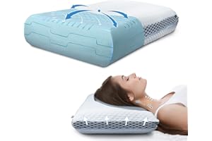 Mastery Mart Adjustable Firm Memory Foam Pillow – Queen Size (25 x 16), Ventilated Cooling Gel for Neck and Back Pain Relief,