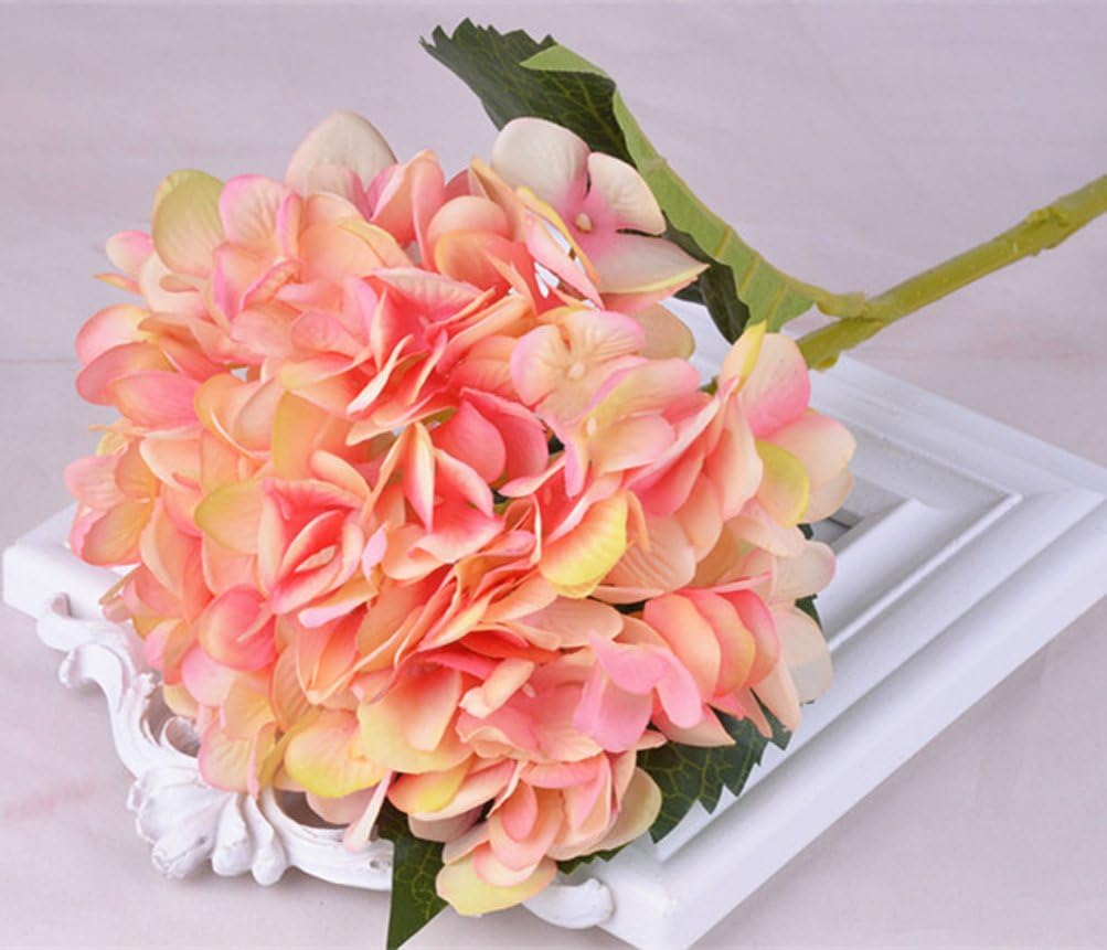 eazyhurry Silk Artificial Peach Hydrangeas Flower for Office Decor Home Decoration Washable DIY Flowers for Wedding Bouquets Party(1 Bunch of 6 Flowers)