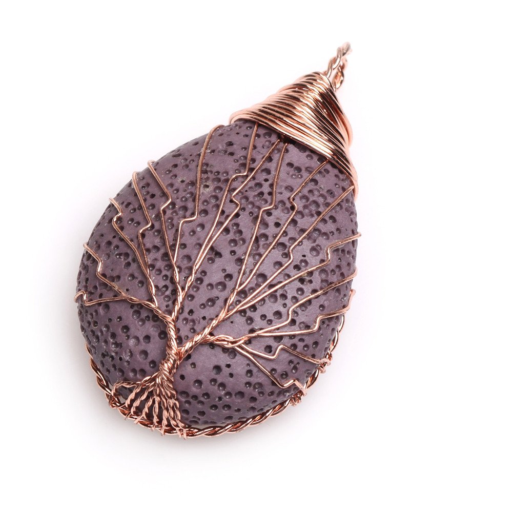 SHGbeads 30x41mm Drop Purple Lava Worry Stone Semi Precious Cocktail Charkra Pendant Jewellery for Women