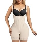 SHAPERX Women's Fajas Colombianas Tummy Control Shapewear Postpartum Butt Lifting Body Shaper with Boned Support