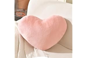 XIAIJIA Heart Shaped Pillow Soft Pink Rabbit Fur Decorative Pillow for Bed Heart Cushion for Couch Living Room Valentine's Day Gift for Woman