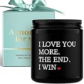 Funnyuncle Candles Gift for Girlfriend, Boyfriend, Women, Men,I Win Love Gift Valentine's Day, Christmas, Anniversary 9oz Lavender Scented Soy Wax Candle for Wife,Husband,Couple