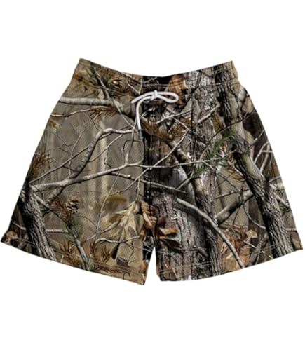 Men's 5 Inches Inseam Camo Real Tree Print Mesh Lined Athletic
