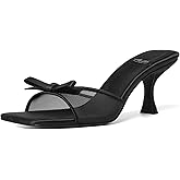 Mostrin Kitten Heels for Women Round Toe Heels With Bow Vintage Mules Sexy Slip on Stiletto Backless Sandals for Party Daily
