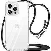 YESPURE for iPhone 16 Pro Max Crossbody Case Clear Adjustable Shoulder Neck Lanyard Strap Cover Women Girls Soft Slim Protective Mobile Case for iPhone 16 Pro Max 6.7 Inch - Black