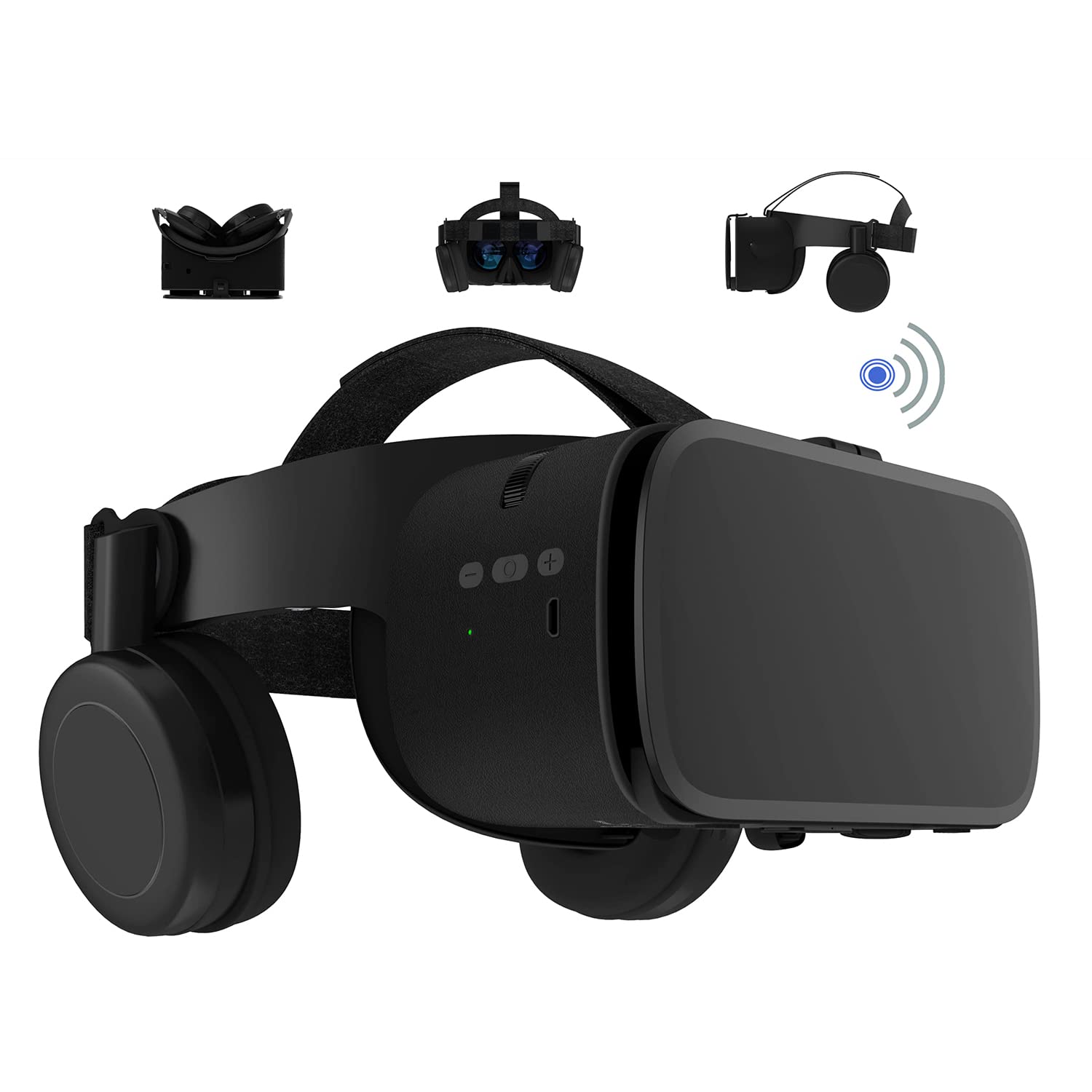VR Glasses Headset for iPhone and Android Phones, Wireless 3D Virtual Reality Bluetooth Glasses with Remote Control for Playing Movies, 4.7-6.2 Inch Phone (Black)