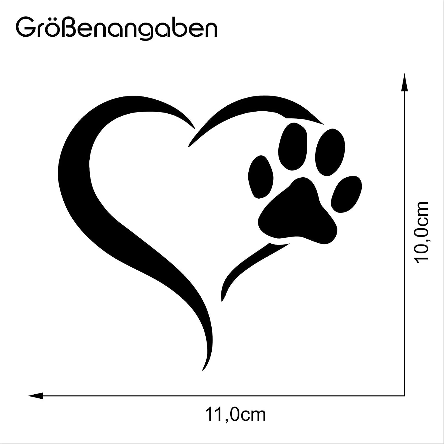 Finest Folia Set of 2 Sticker Paw and Heart 10 x 11 cm Dog Cat Sticker for Car Motorcycle Wall Laptop Furniture Paw Sticker Dog Paw Self-Adhesive (K017 Glossy Black) - Image 4