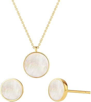 mother of pearl silver necklace