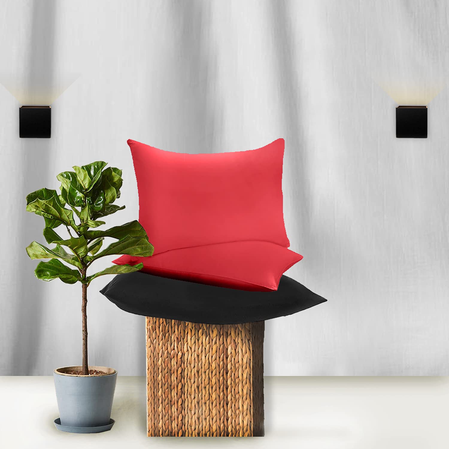 200 Thread Count Egyptian Cotton Pillow Cases- Luxury Bedding Soft Pillow Covers- Envelope Closure 50 x 75 Pillowcases 2 Pack - Red — image 1