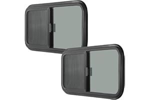 LITBM 2 Pack Horizontal RV Window, 30" W x 20" H Tinted Sliding RV Window with Net Screen and Trim Ring, Fit for 1" or 1-1/2“ Thickness Wall, DOT Approved Tempered Glass