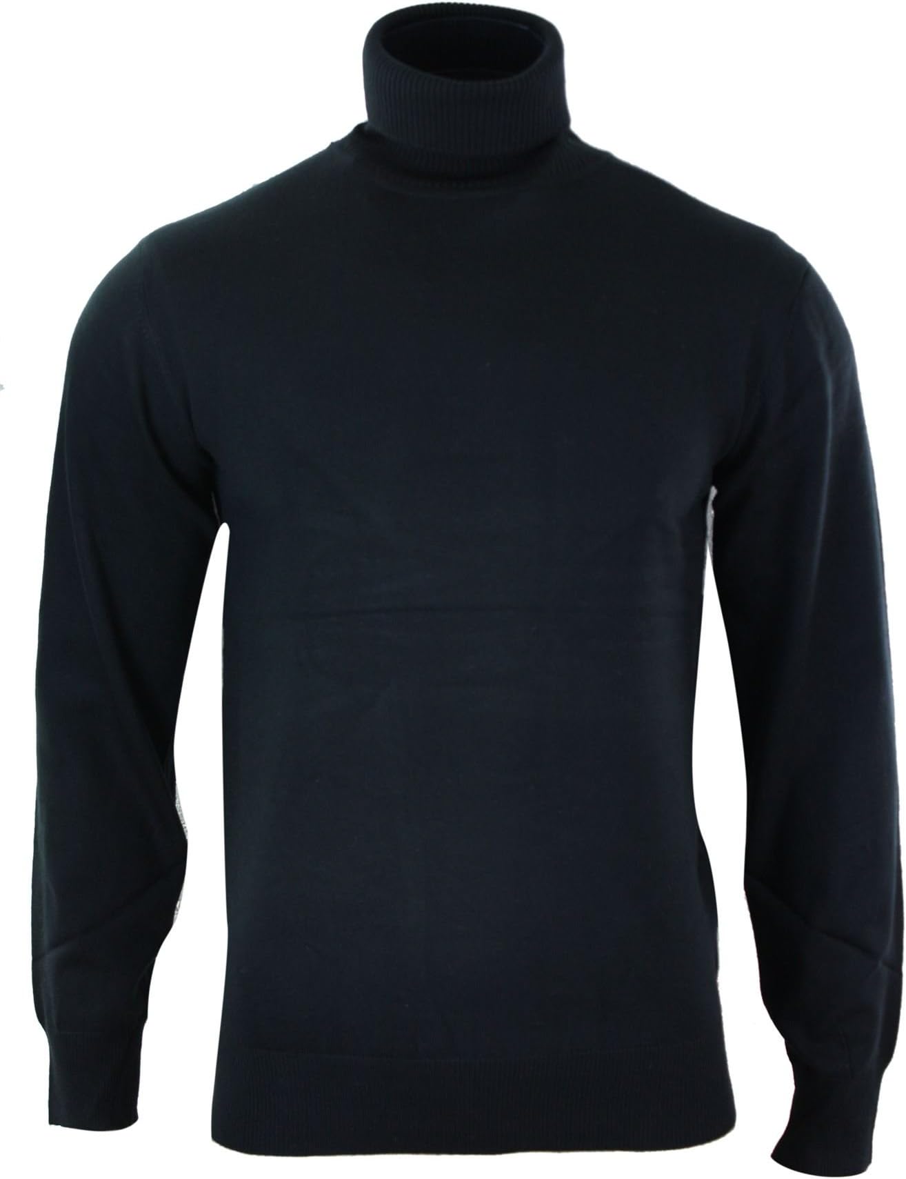 UP Mens Polar Turtle Neck Jumper Light Fit Wool Blend Grey Black White Wine Blue