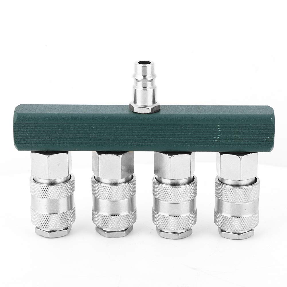 4 Way Air Hose Splitter, 4 Way Quick Connector 1/4in NPT Thread High Quality Air Hose Coupler Pneumatic Fittings
