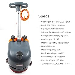 RT15AC 14“ Walk Behind Floor Scrubber Dryer