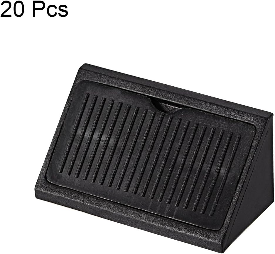 sourcing map Plastic Corner Braces, Shelf Cabinet Door 90 Degree 4 Holes Angle Brackets with Cover Cap Black, Pack of 20 - Image 4
