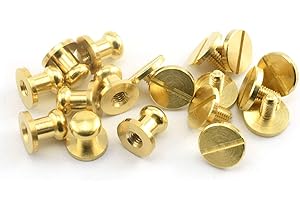 LQ Industrial 8PCS Solid Brass Sam Browne Button Screw Studs Nail Round Rivets for DIY Leather Craft Belt Wallet Handbag 6x8x8mm