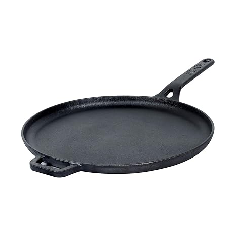 Meyer Induction Base Cast Iron Tawa, 28 cm, Black, 1 Piece