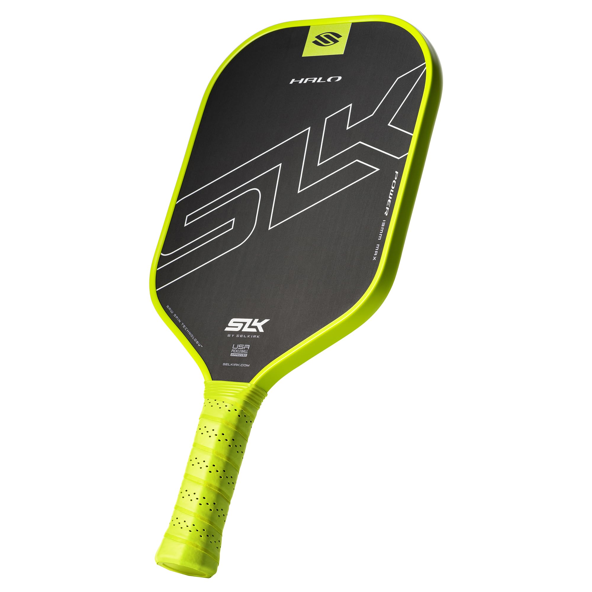 Selkirk Sport SLK Halo Power MAX Pickleball Paddle | Raw Carbon Fiber Pickleball Paddles with a Rev-Core Power Polymer Core | Designed for Ultimate Spin & Power | Green Image