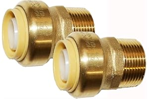 HQMPC Pex Fitting Straight Coupling Push Fit PEX Fittings, 1/2" NPT Male With 1/2" Push-to-Connect Copper, CPVC No Pb Brass Plumbing Fittings (2PCS)