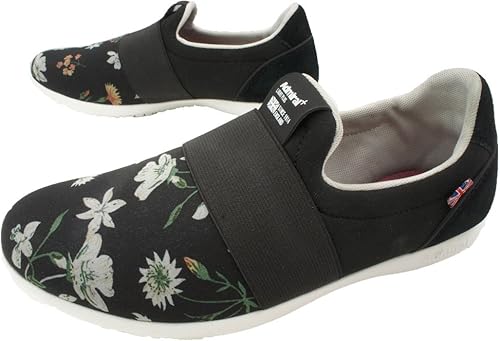 Amazon アドミラル Sjad1709 Full Well スリッポン レディース 24 5cm Uk5 5 0230 Black Flower ローファー スリッポン