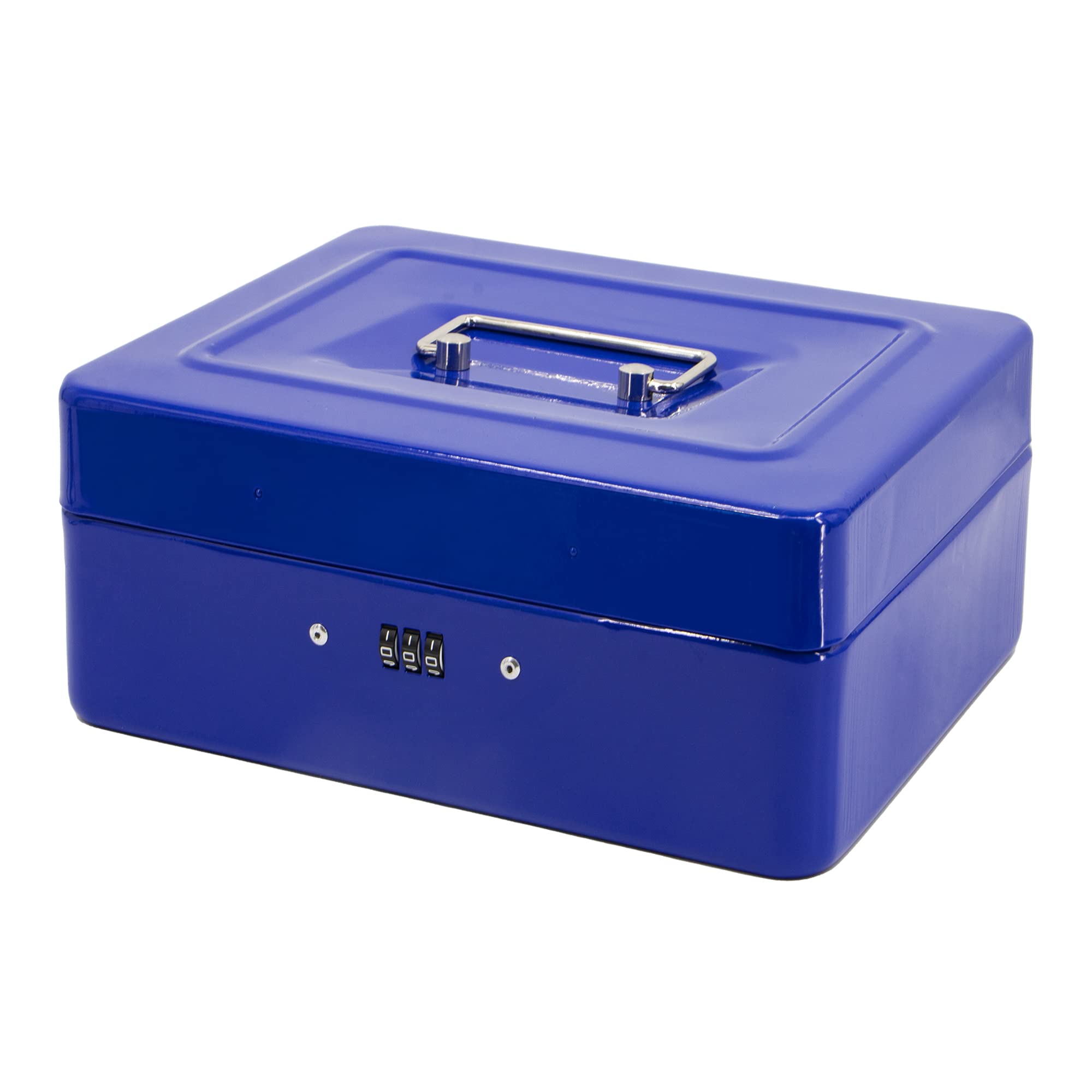Time to Sparkle 8 inch Small Security Lock Box with Coin Tray Metal Material with Stainless Steel Handle 20 * 16 * 9.5cm Blue