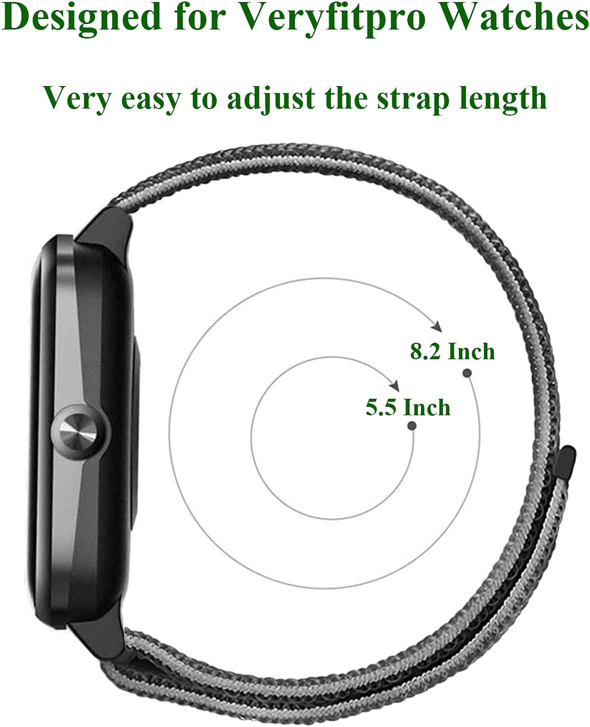 Sport Nylon Loop Bands Compatible with ID205L Veryfitpro Smart Watch and ID205 ID205G ID205U ID205S ID215G, Soft Breathable Replacement Wristband Sport Strap for Women Men, Sand Pink