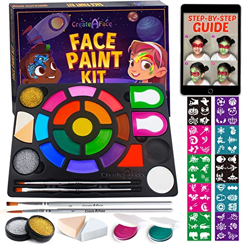 Face Painting Kits for Kids Water Based Face Paint Kits 16 Colors, 60