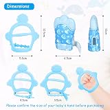 Vicloon Baby Teething Mittens Set with Teether Glove and Bracelet Blue view 2