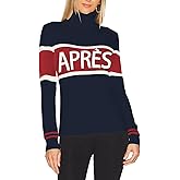 ALPSWARE Women Turtleneck Sweaters Stripe Sleeve Lightweight Shirts Apres Ski Tops Fashion Winter Thermal Outfits
