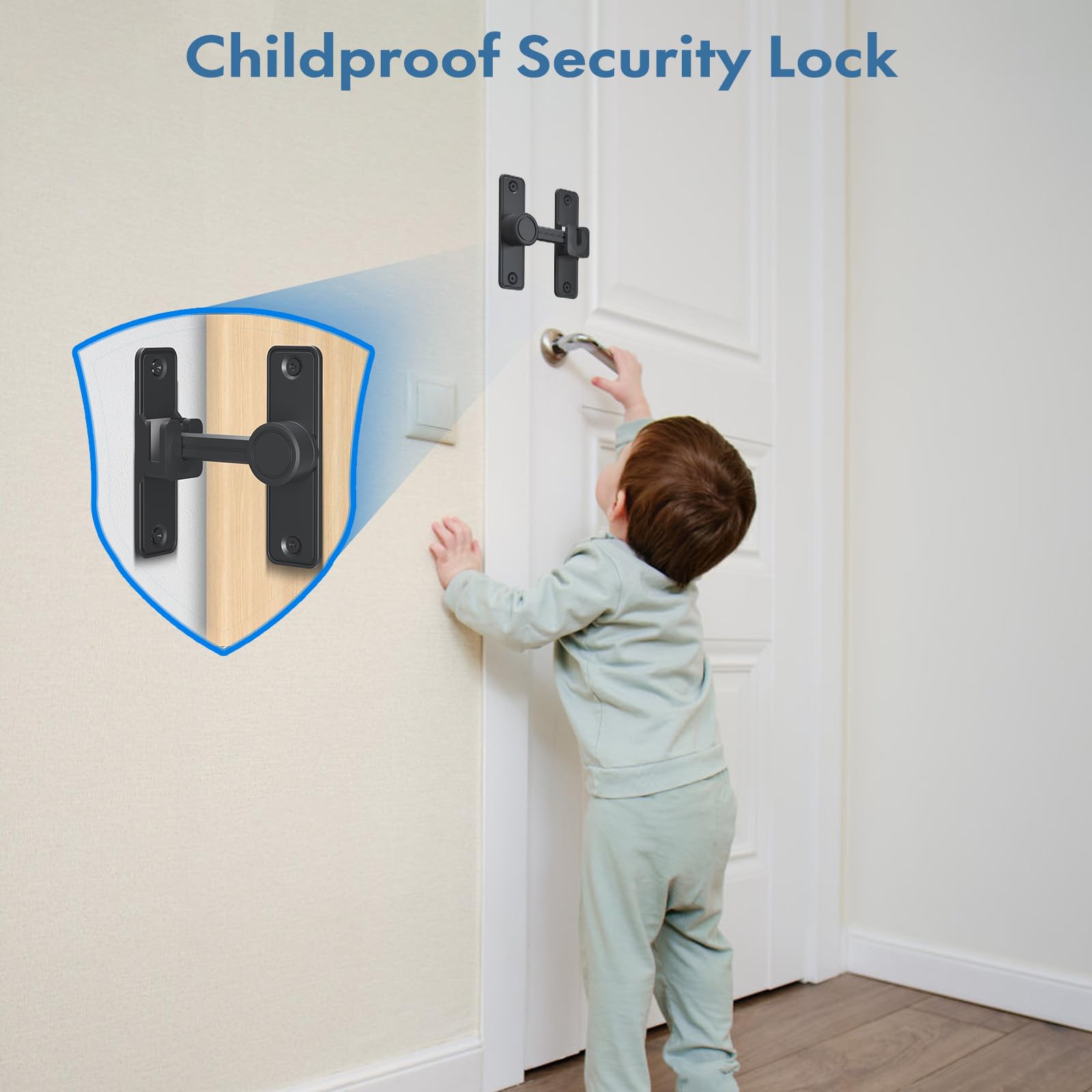 Barn Door Lock Latch - Heavy Duty 90/180 Degree Slide Lock For Sliding Doors & Security