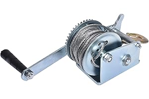 kimllier Heavy Duty Hand Winch 600Lbs Two-Way Adjustable Boat Trailer Winch with 8m Steel Cable, Crank Cable Gear Winch with 