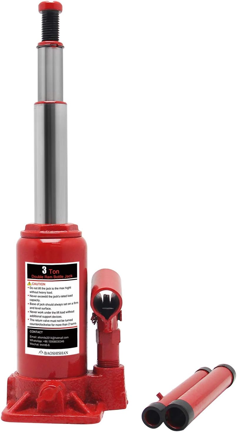 BAOSHISHAN 3 Ton Double Ram Bottle Jack 6 1/216 1/2in Lift Range