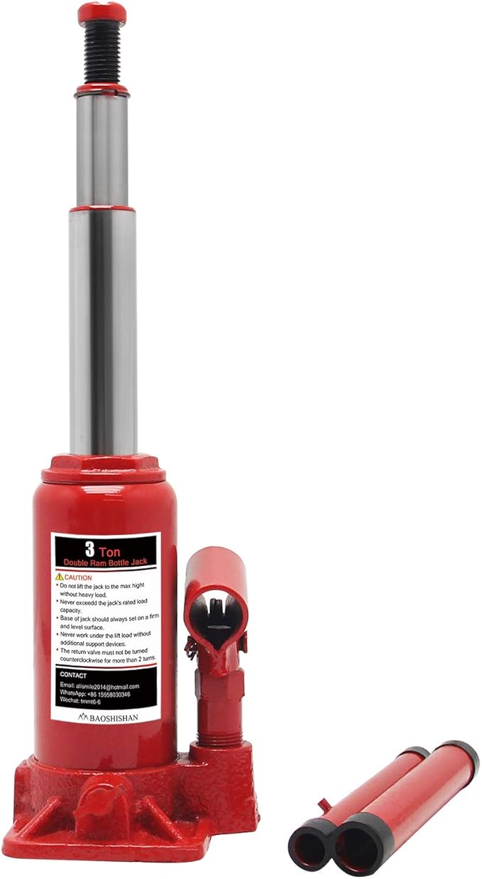 BAOSHISHAN 3 Ton Double Ram Bottle Jack 6 1/216 1/2in Lift Range