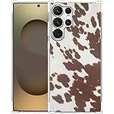 Hsondcn Case for Samsung Galaxy S25 Ultra with Cowhide Pattern,Farm Animal Retro Western Cattle Desgin,Trendy Soft TPU Phone Cover Bumper(S25U,Leather)