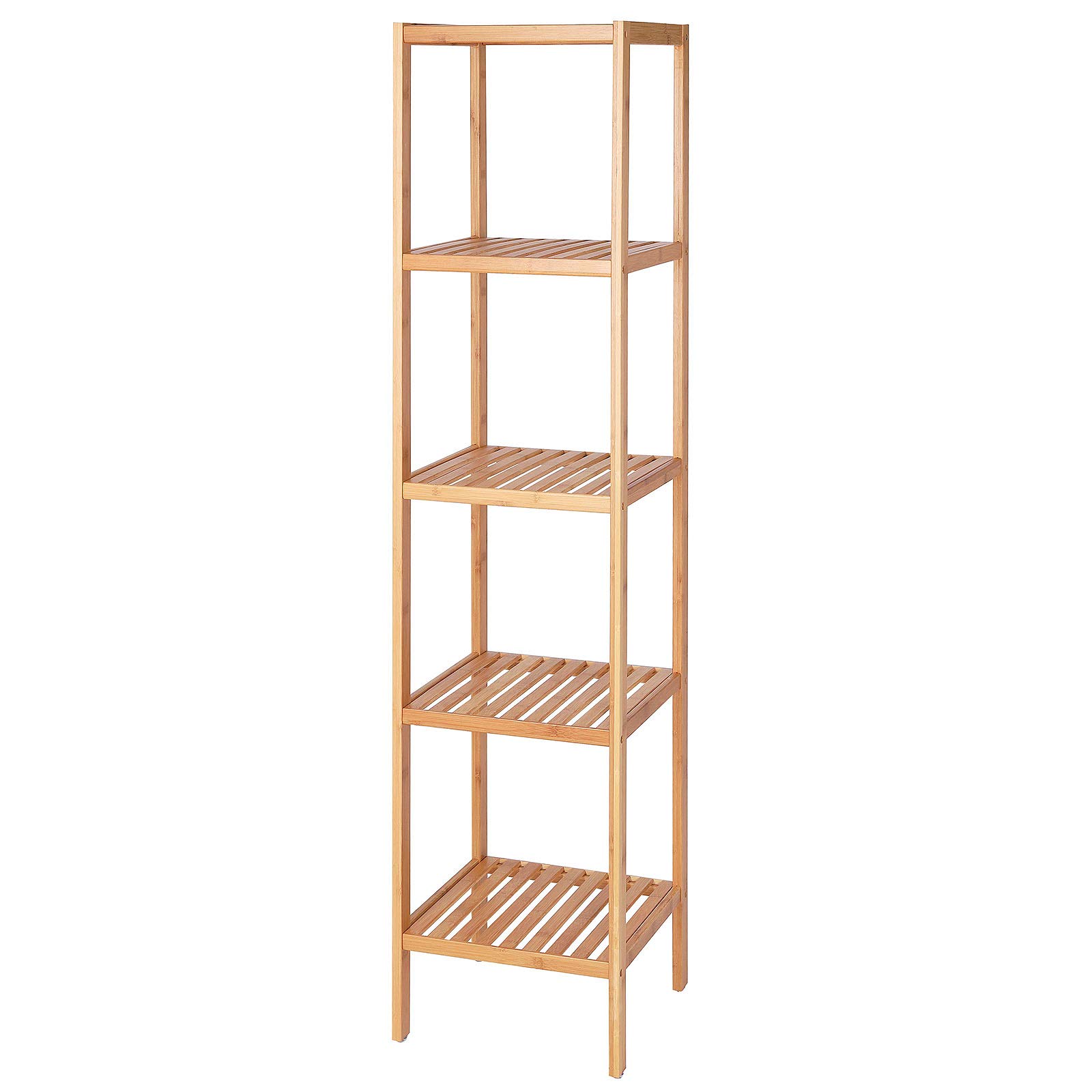 dibea Bathroom Shelf with 5 Shelves, Living Room Shelf, Standing Shelf, Bamboo Shelf, Bathroom Shelf, Bookcase, Corner Shelf, Kitchen Shelf, 33 x 33 x 146 cm, Natural