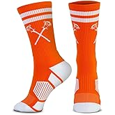 ChalkTalkSPORTS Lacrosse Performance Crew Socks - Retro Crossed Sticks - Youth & Adult - Multiple Colors - Lax Mid-Calf Socks