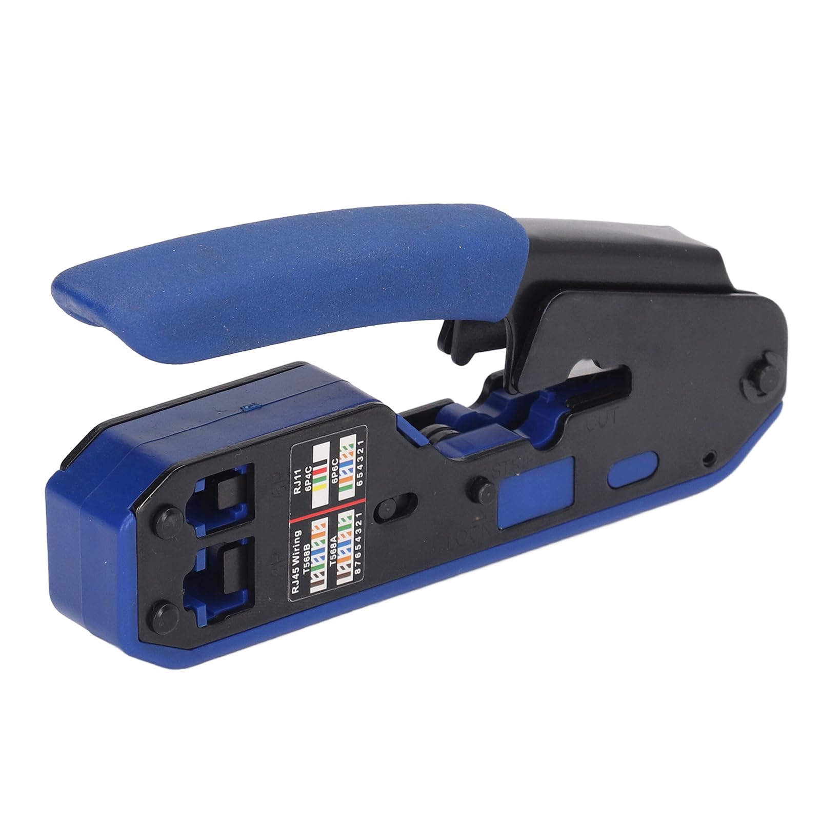 RJ45 Crimp Tool, Multifunctional RJ45 Crimping Tool Kit Pass Through Crimper Durable Ethernet Crimping Tool for Cat5e Cat6 Cat6a Connectors, for RJ45, RJ11, RJ12 Cables
