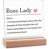 Boss Lady Gifts Acrylic Plaque with Wooden Stand Thank You Gifts for Boss Lady Desk Decor Signs Mentor Colleague Supervisor Leader Bosses Day Appreciation Gift Retirement Christmas Birthday Gift