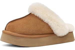 OOW Fuzzy Platform Slippers for Women Cozy Womens Platform Slippers Winter House Slippers for Women Indoor and Outdoor