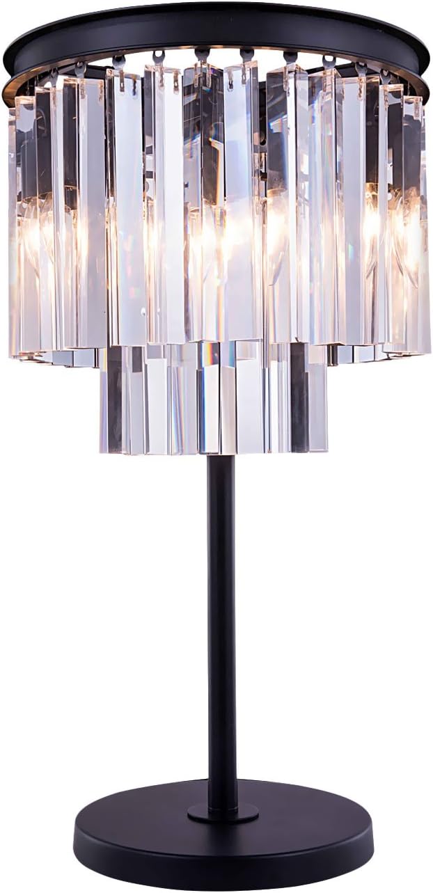 Odeon 3 Light Clear Glass Fringe Table Lamp Light Fixture in Java Brown Finish - Restoration Revolution 700133-001