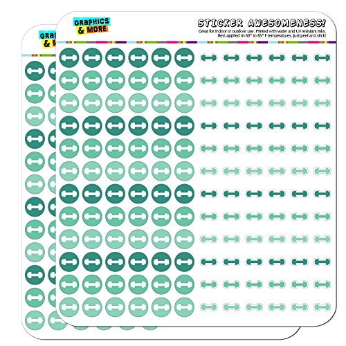 Dumbbell Exercise Weight Lifting Loss Workout Dots Planner Scrapbooking Crafting Stickers - Teal - Opaque