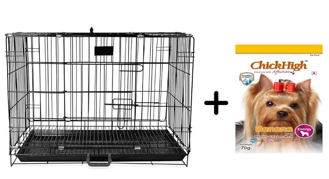 Scoobee Pet Products Crate Dog Cage (Small; L-18 inches; W-12 inches;H-15 inches) with Free chickhigh(70 g)