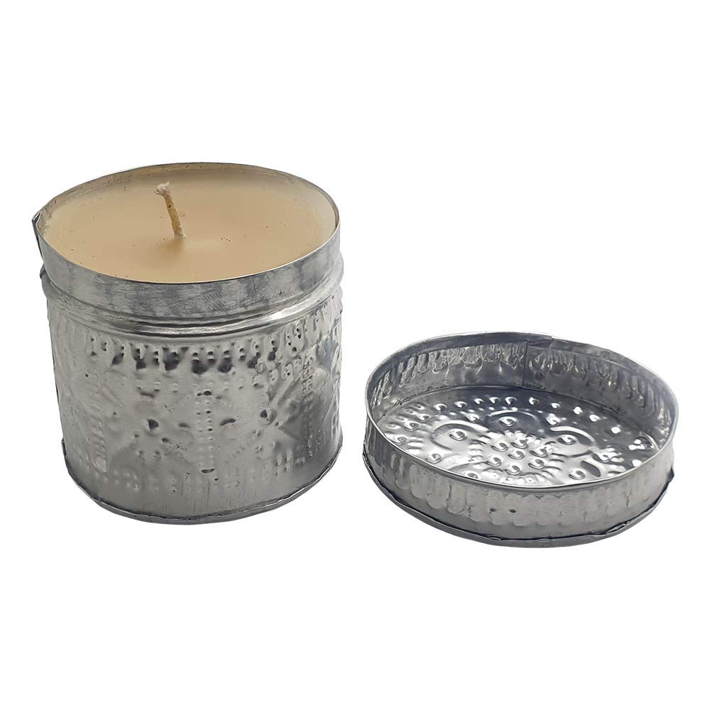 VIE Naturals Candle in a Handmade, Aluminium Container 7x7cm-Jasmine, Multicolor, One Size