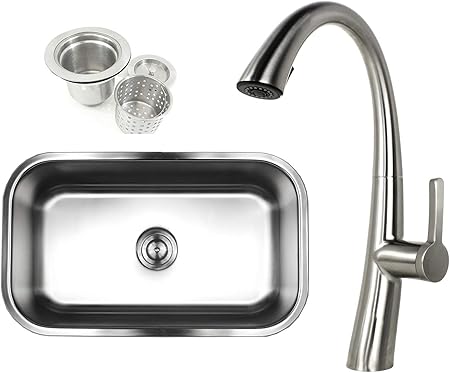 Kingsman 30 Inch 18 Gauge Stainless Steel Undermount Single Bowl